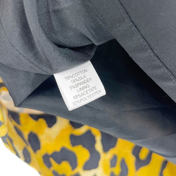 St. John Yellow Black Leopard Print Silk Blend Skirt A-Line Women’s Size 4 - Picture 7 of 7